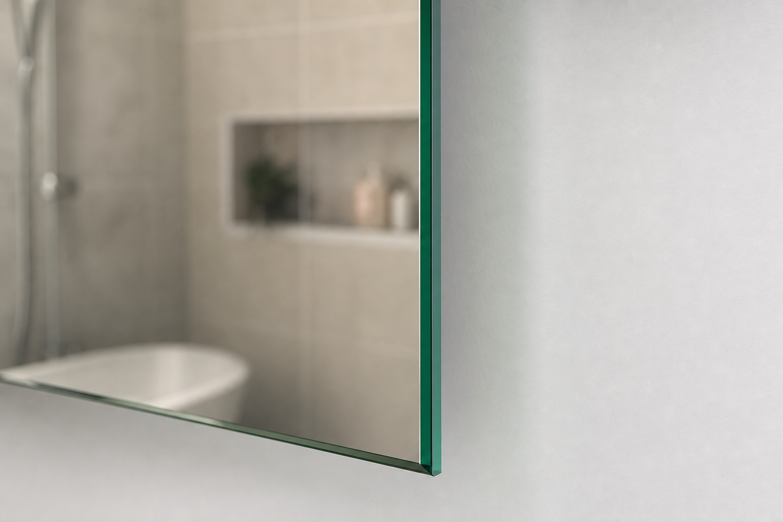 Edge clarity and the green tint question — beveled edge mirrors