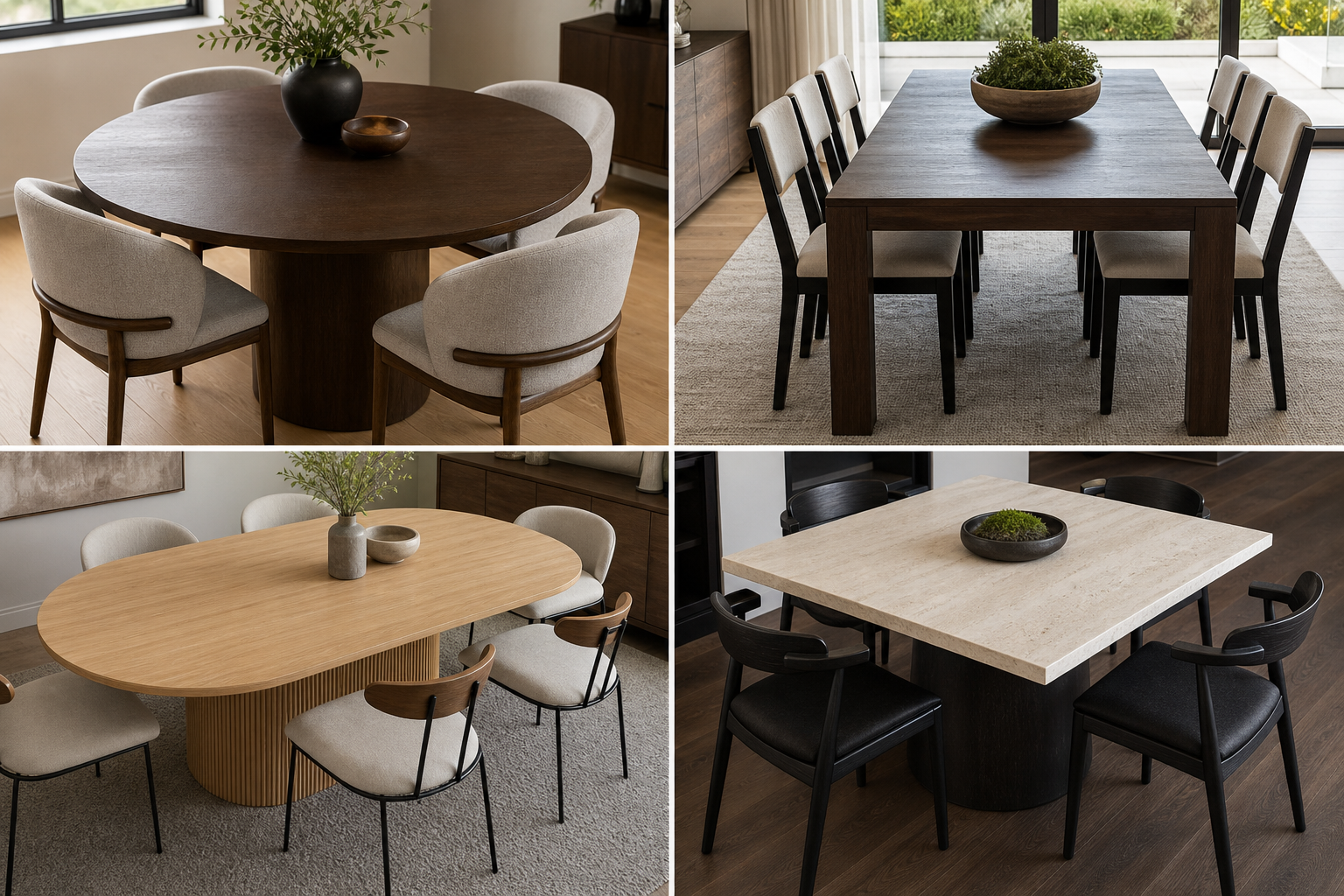 Round vs rectangular vs oval vs square: quick comparison — dining table shapes