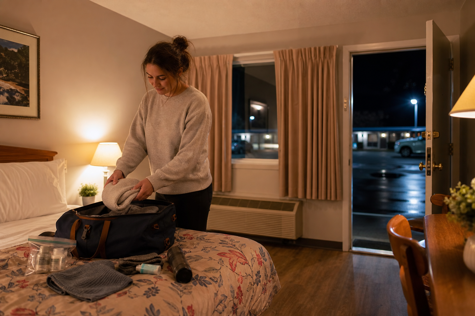 5. Pack and carry late-arrival essentials so you are comfortable on arrival — late arrival motel tips