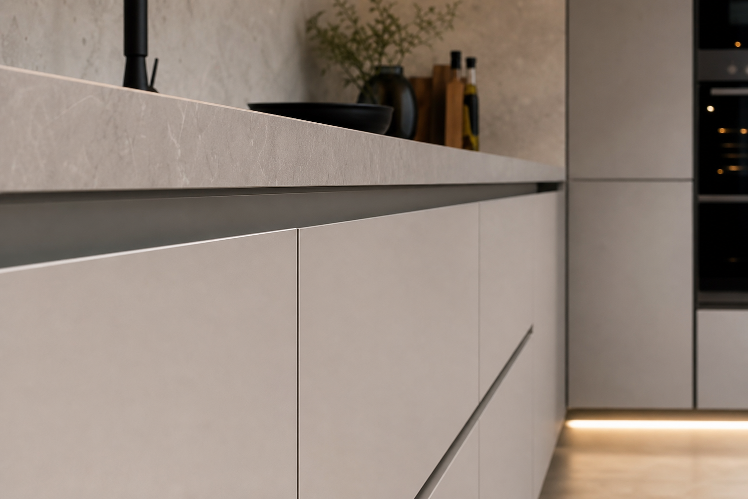 7 modern kitchen cabinet design ideas for GTA homes 2 3. Handleless and recessed-pull systems for uninterrupted lines — modern kitchen cabinet design ideas
