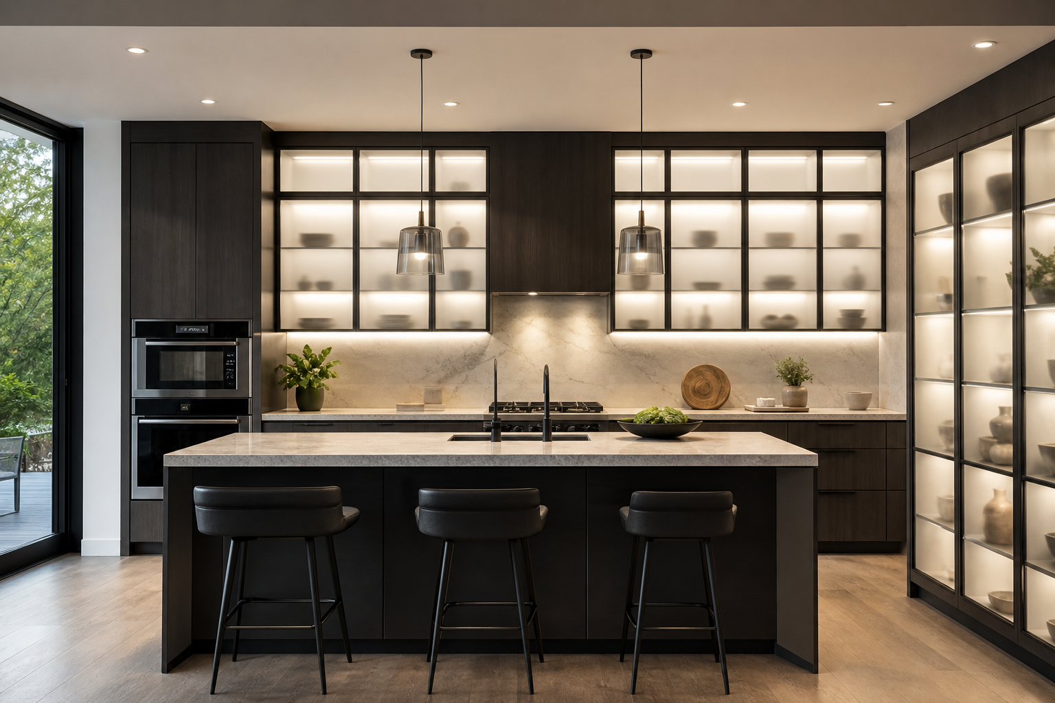 7 modern kitchen cabinet design ideas for GTA homes 3 6. Glass or frosted glazing with integrated lighting for a modern showcase — modern kitchen cabinet design ideas