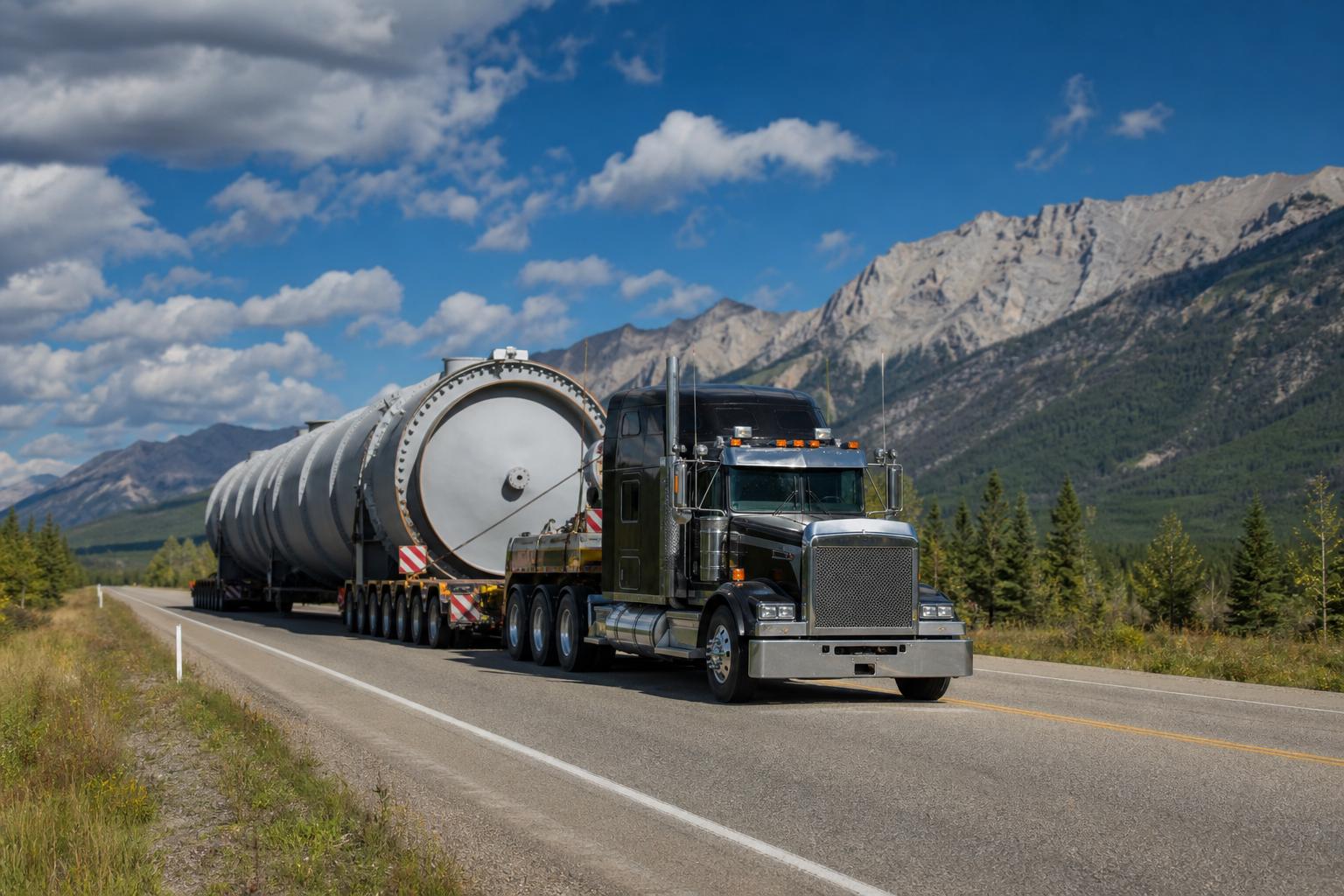 How do you apply for wide-load transport permits in Alberta?