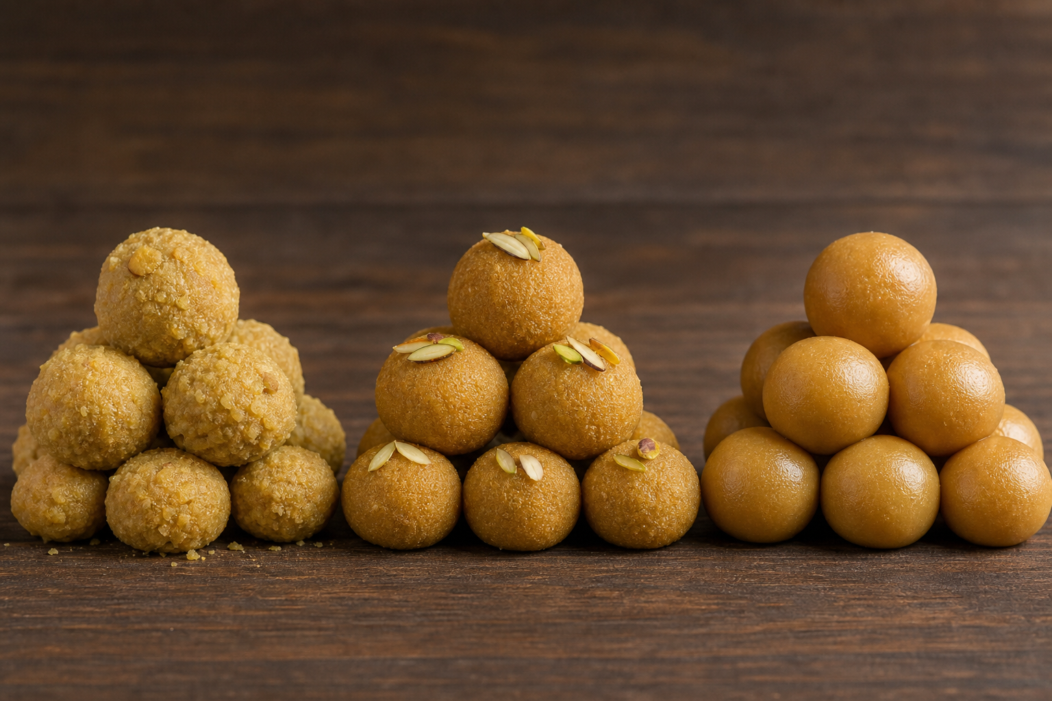 Homemade, mithai shop and mass-produced compared — besan ladoo
