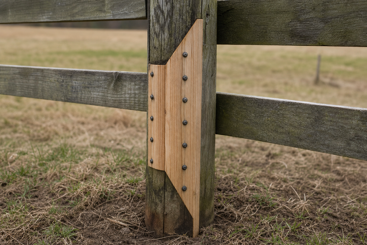 Method 2: partial repair (sistering, cut-and-scarf) — wood fence post repair