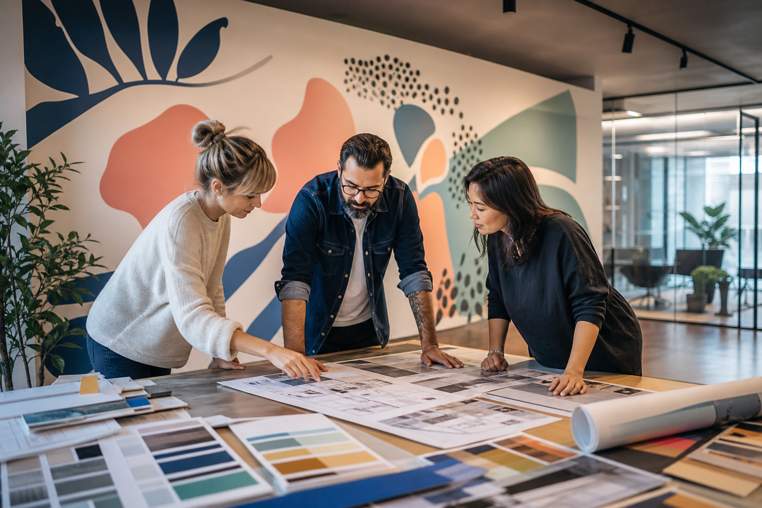 Brand installation planning for wall murals and surface graphics