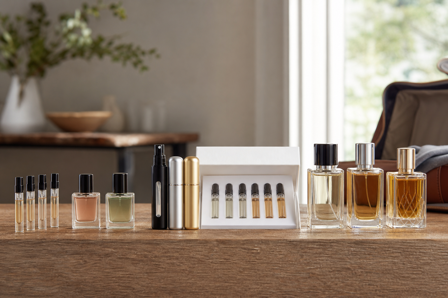 Quick comparison: travel vials, branded minis, refillable atomizers, discovery sets, and full bottles — travel size perfumes