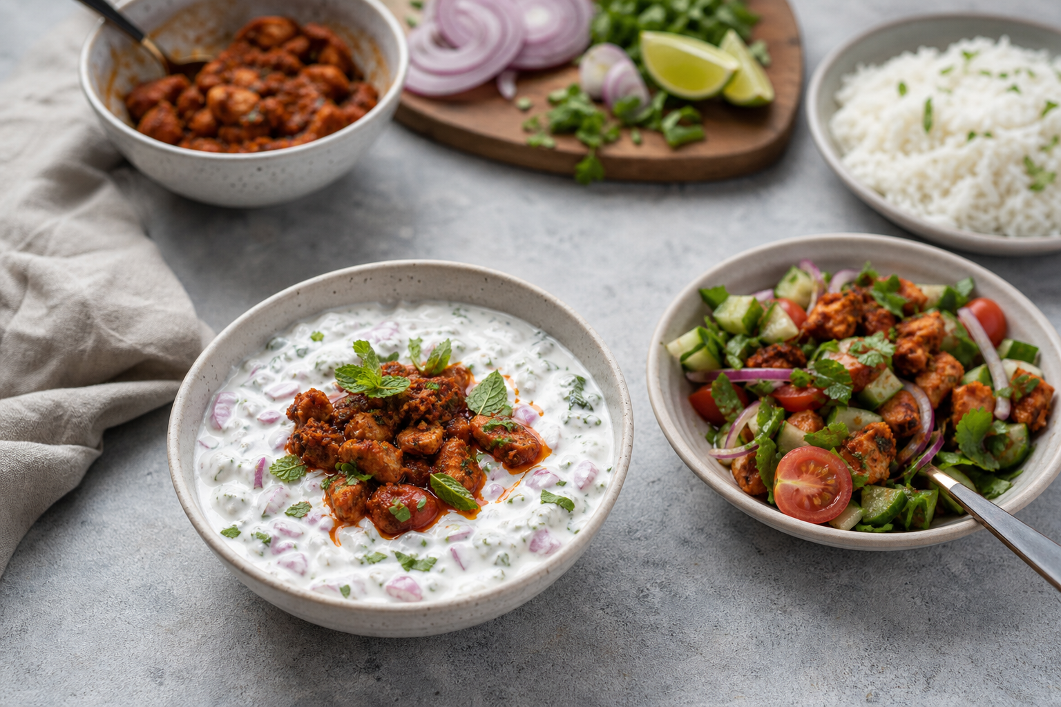 6. Temper it into raita or a chopped salad dressing for milder heat — chicken pickle serving ideas
