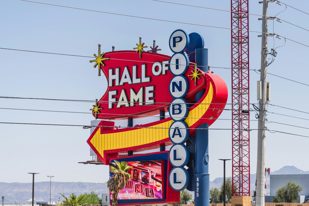 Vibrant Pinball Hall of Fame sign in Las Vegas