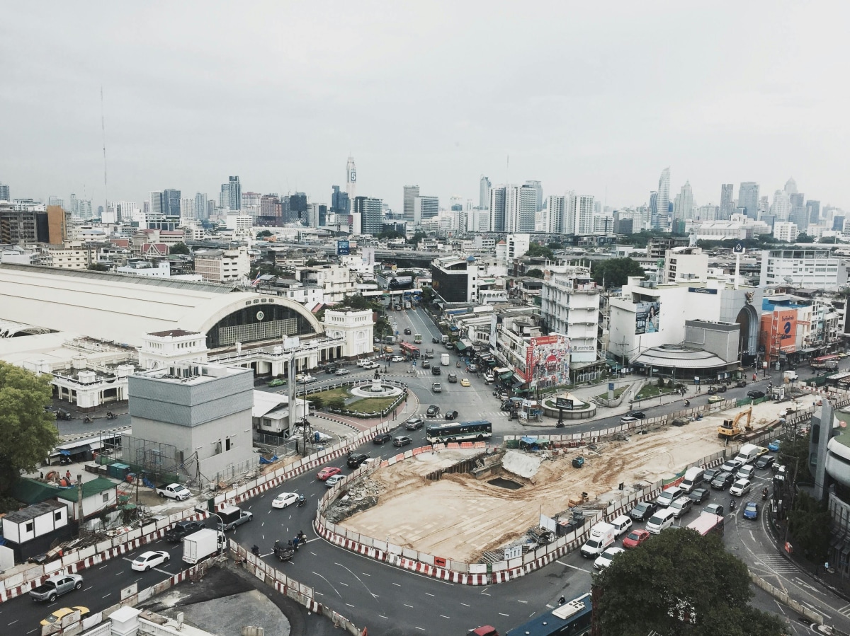 Aerial view of Bangkok road networks