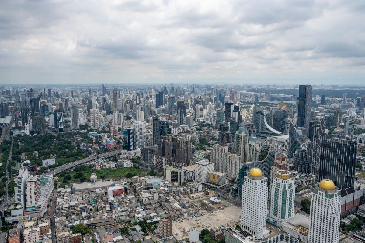Bangkok modern skyline aerial view