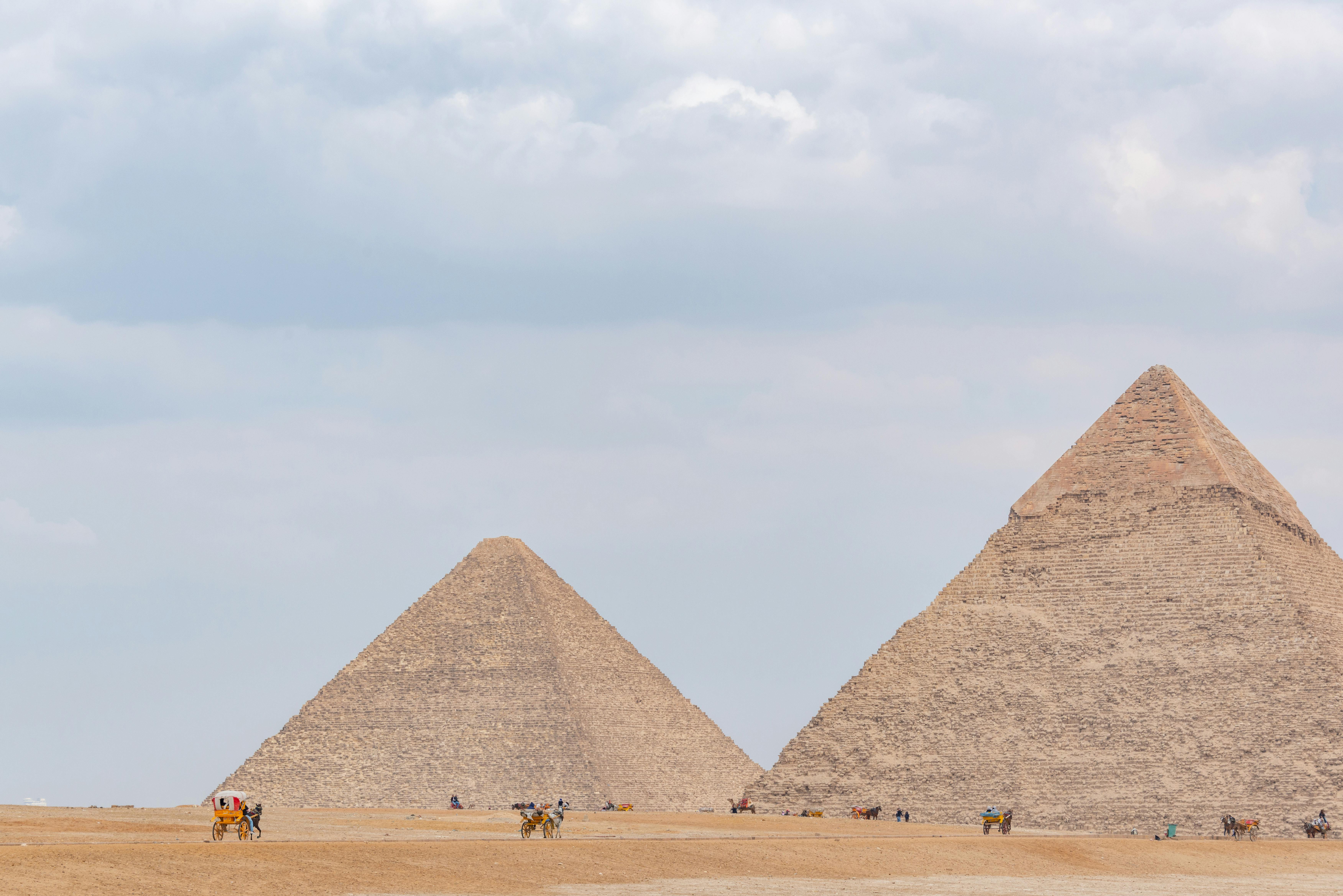 Cairo Pyramids of Giza and Great Sphinx at sunset