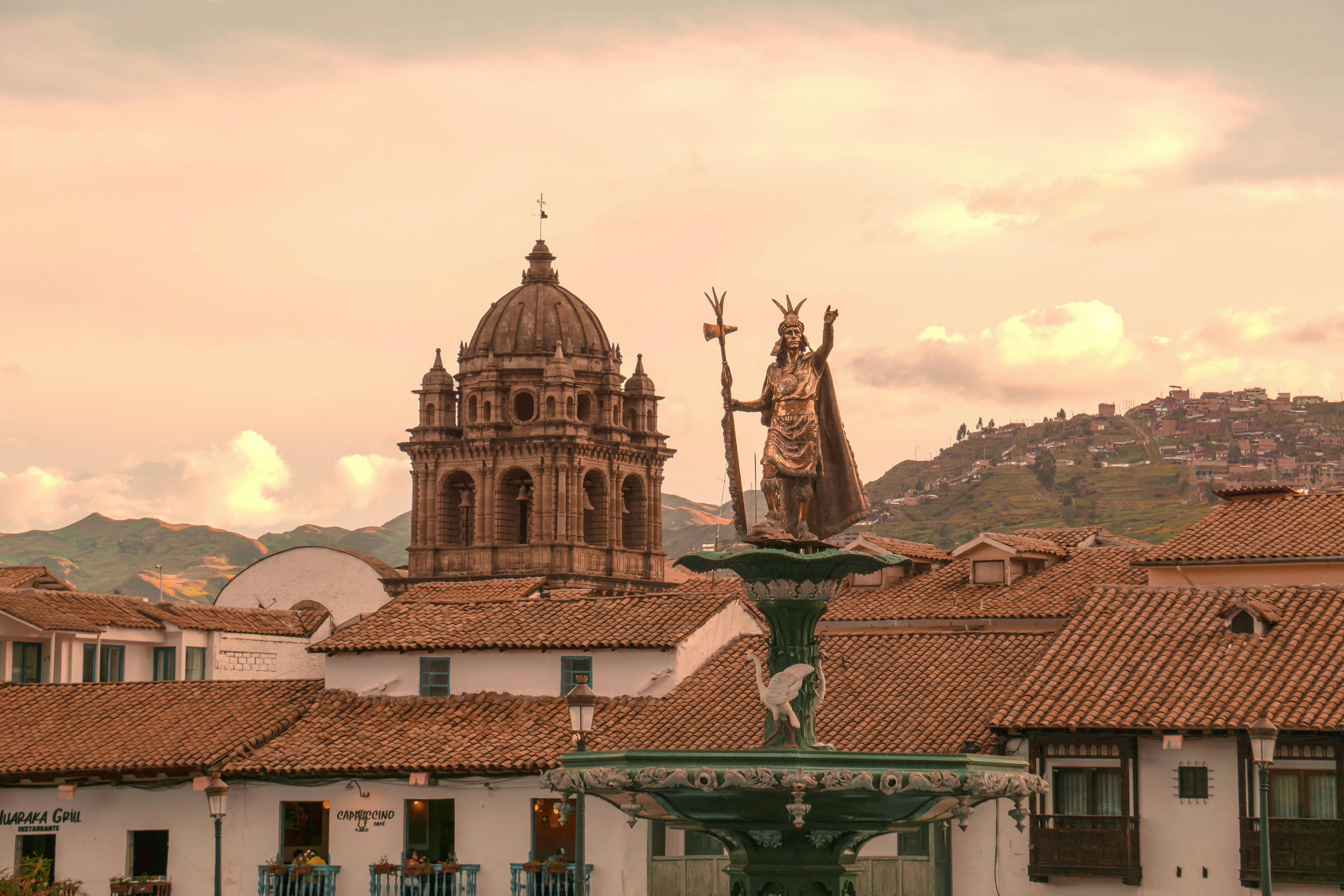 Cusco Plaza de Armas with cathedral and Inca walls