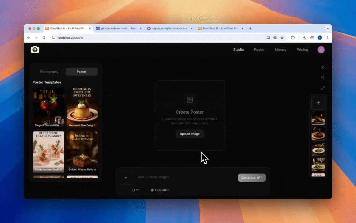 Upload any food photo to transform