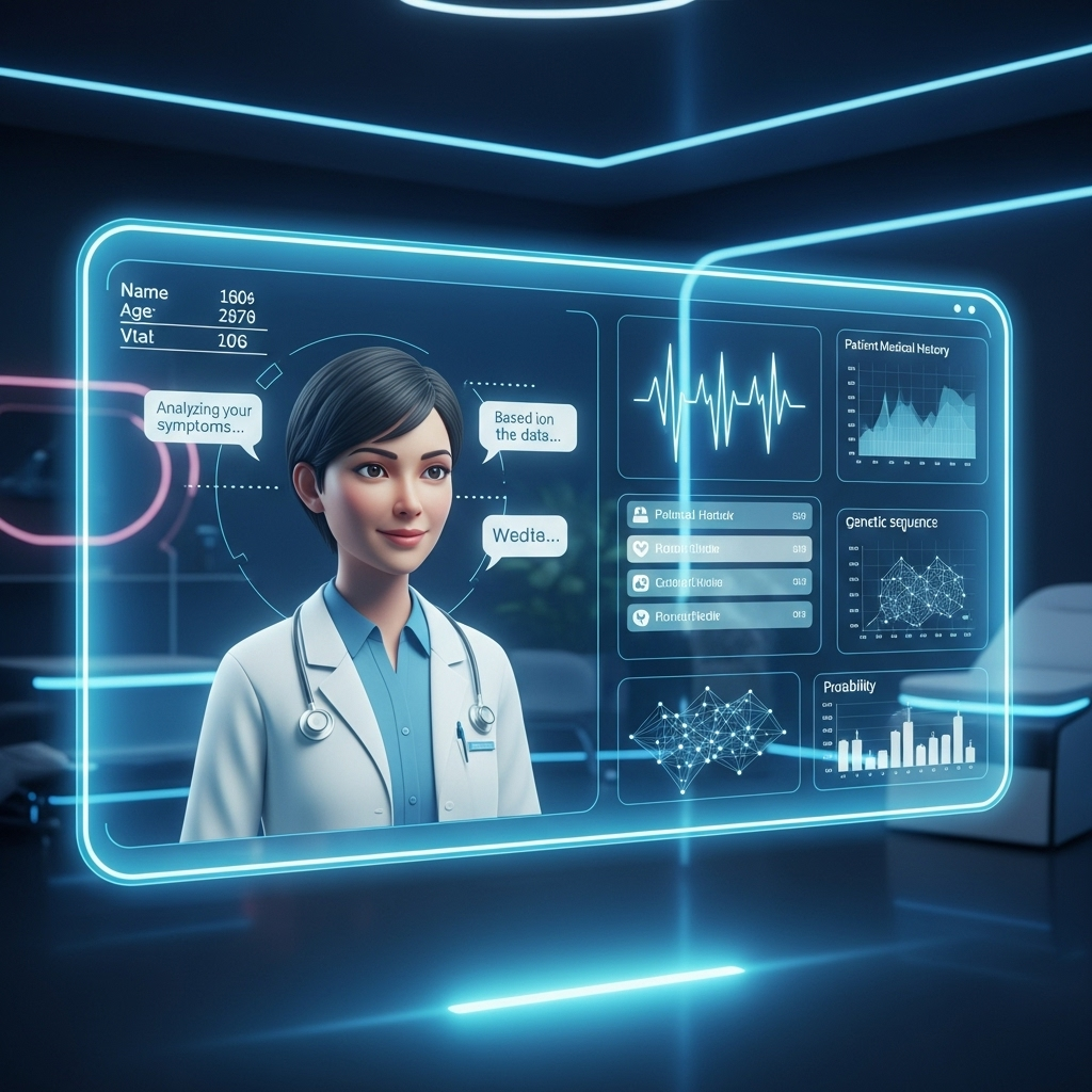 AI-powered doctor consultation interface showing patient data analysis