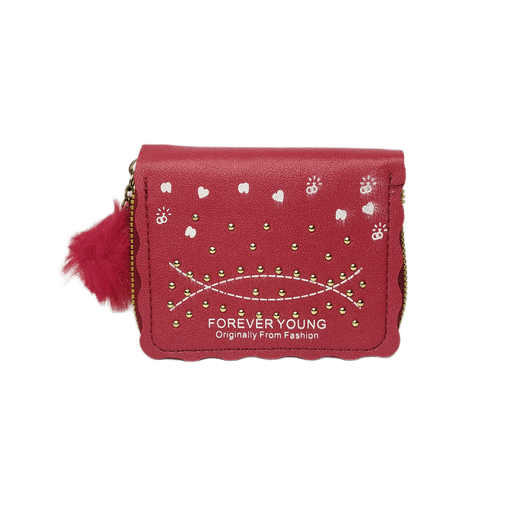 Coin Purse with Studded Fashion Wallet for Girls | Red