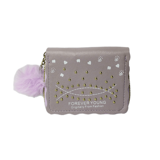 Coin Purse with Studded Fashion Wallet for Girls | Grey