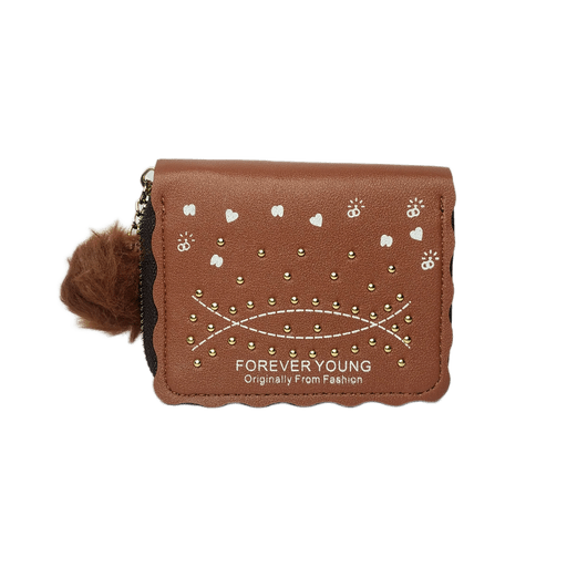 Coin Purse with Studded Fashion Wallet for Girls | Brown