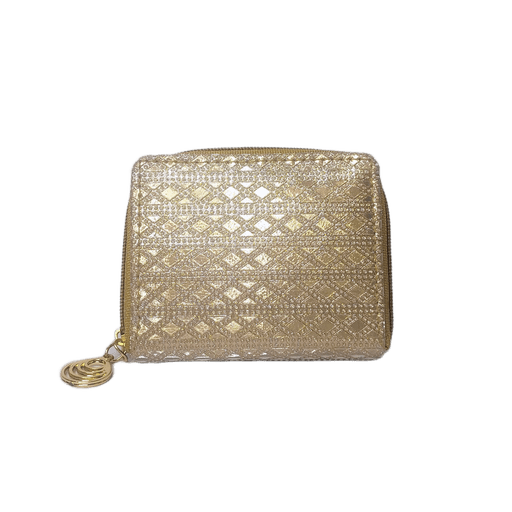 Elegant Textured Coin Purse Metallic Gold Faux Leather Mini Wallet Single zip | Gold