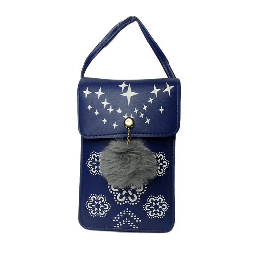 Cut-Out Mobile Sling Bag Cute Pom-Pom Crossbody Phone Purse