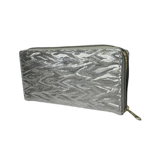Women's Long Wallet Shimmer Textured Double-Zip Clutch Purse