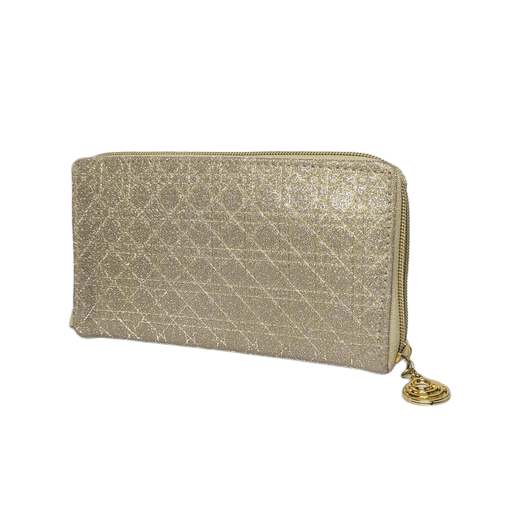Women's Long Wallet Shimmer Textured Double-Zip Clutch Purse | Champagne Gold