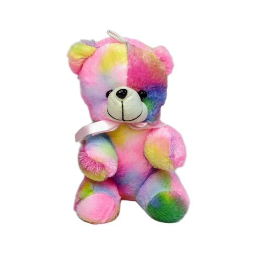 Rainbow Tie-Dye Teddy Bear Plush Colorful Soft Cuddly Stuffed Teddy with Ribbon - Teddy V1