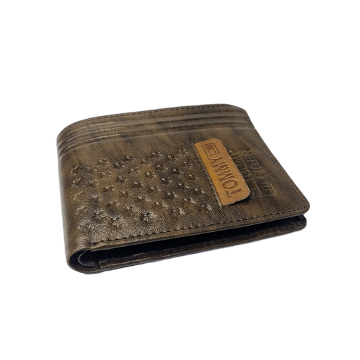 Tommy Hilfiger-Inspired Studded Wallet Olive brown Faux Leather Bifold