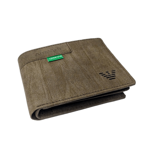 Armani-Inspired Textured Leather Wallet Brown Bifold with ID Window