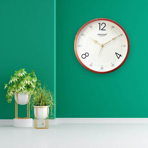 Classic Roman Numeral Wall Clock 12-Inch Vintage Cream & Brown Timepiece