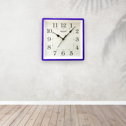 Square Wall Clock 12-Inch Bold Frame Modern Timepiece