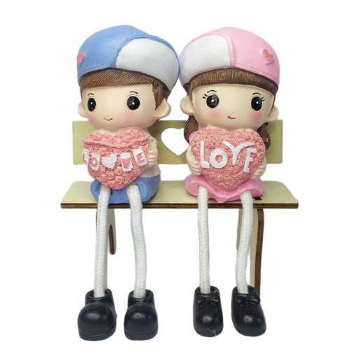 ove Couple Hanging Legs Showpiece Cute Boy-Girl Bench Romantic Home Decor Figurine