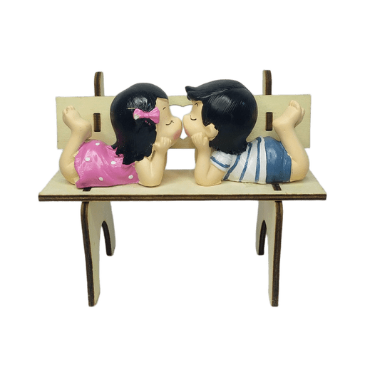 Sweet Kiss Couple on Bench Showpiece Romantic Miniature Kissing Love Figurine