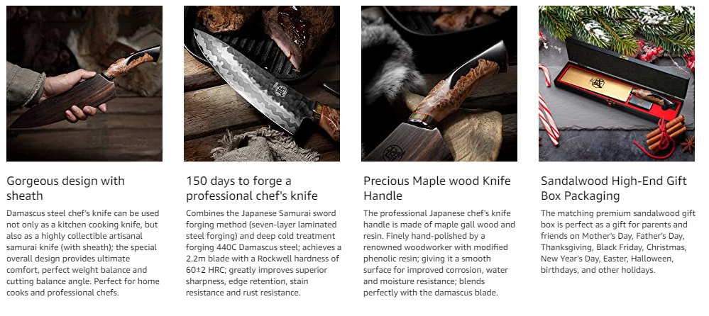 Mitsumoto Sakari 7 inch Japanese Gyuto Chef Knife, Hand Forged Professional Kitchen Knife, Damascus HAP40 Steel Powder Chef's Knife (Micarta Handle