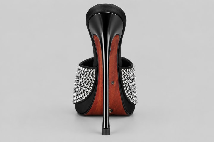Black Rhinestone Heel alternate view — Stellar Heels