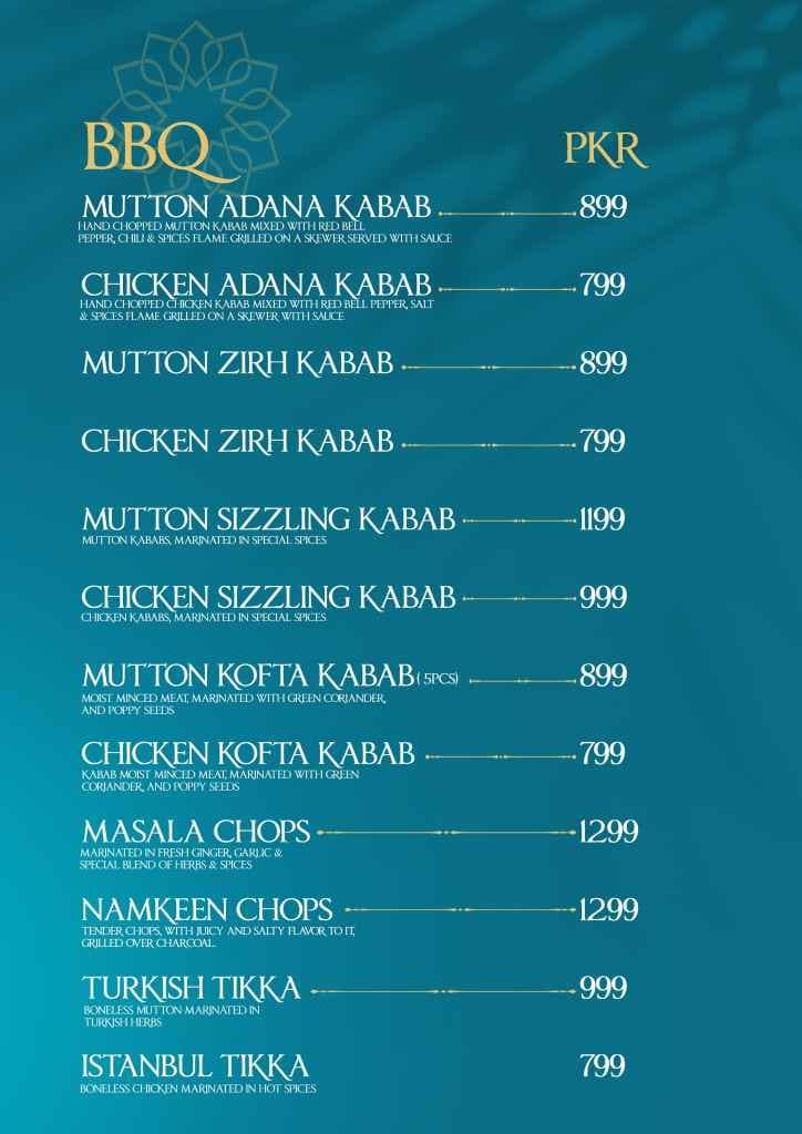 Saltanat Restaurant menu
