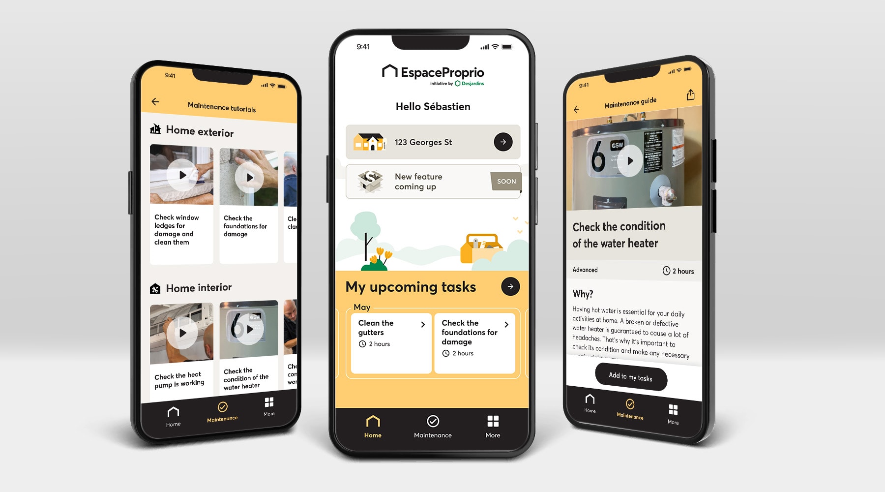 Illustration of the EspaceProprio app on mobile.