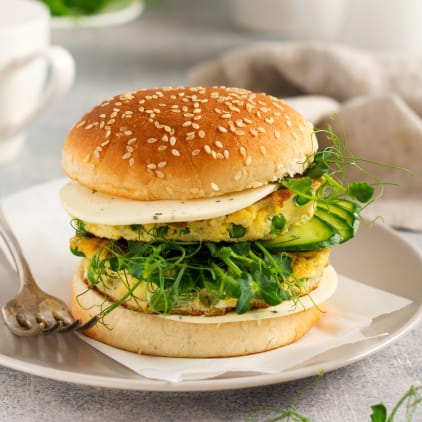 Burger with microgreens