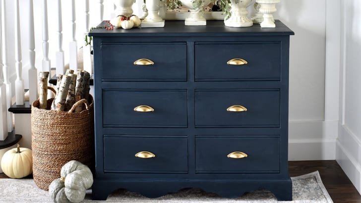 Blue chalk paint cabinet