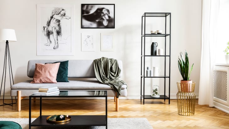 Modern living room with gallery wall