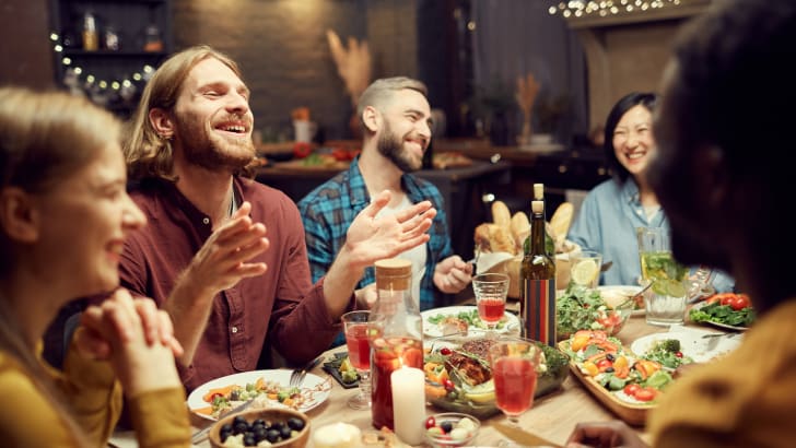 Friends sharing a festive supper