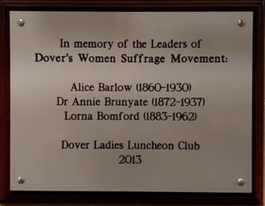 Plaque to Dover suffragists in the Maison Dieu