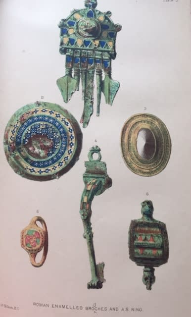 Illustration of enamelled brooches from Canterbury in the Olden Time