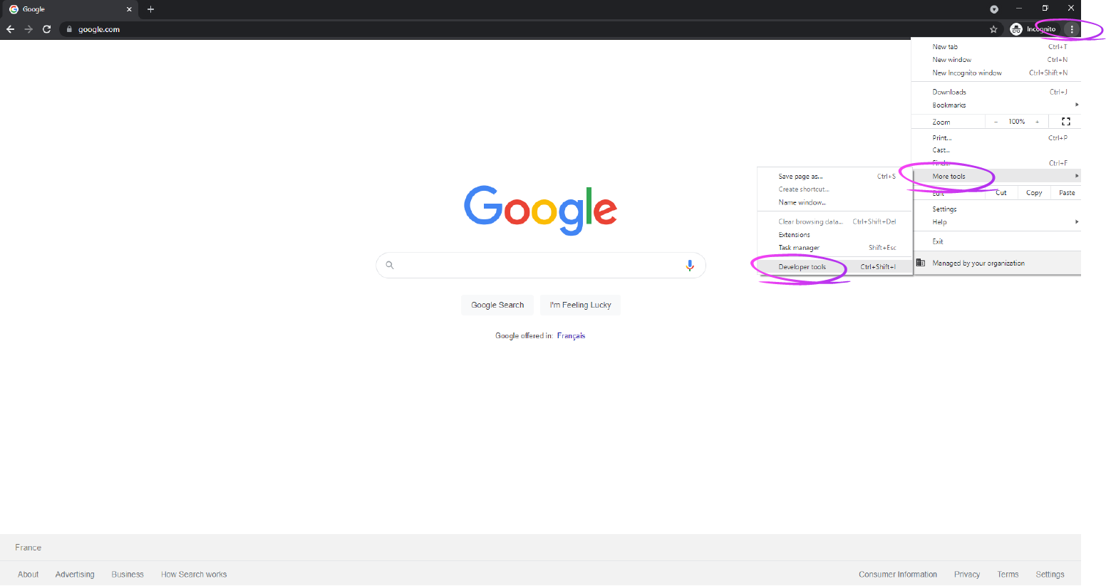 Chrome developer tools Method 3