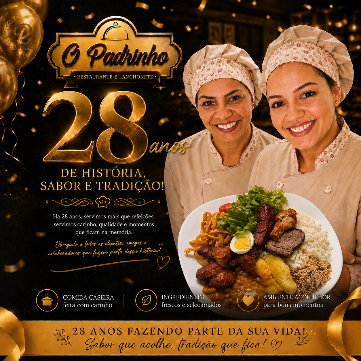 28 anos de história, sabor e tradição — O Padrinho
