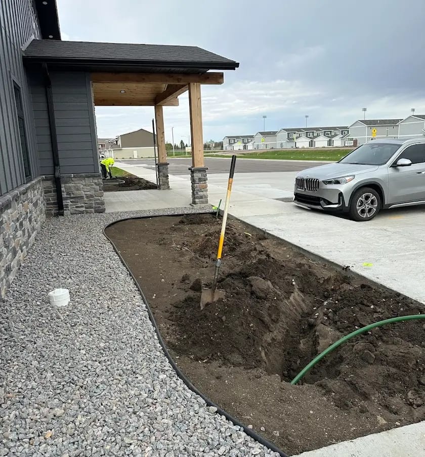 Commercial building landscape installation in Edmonton