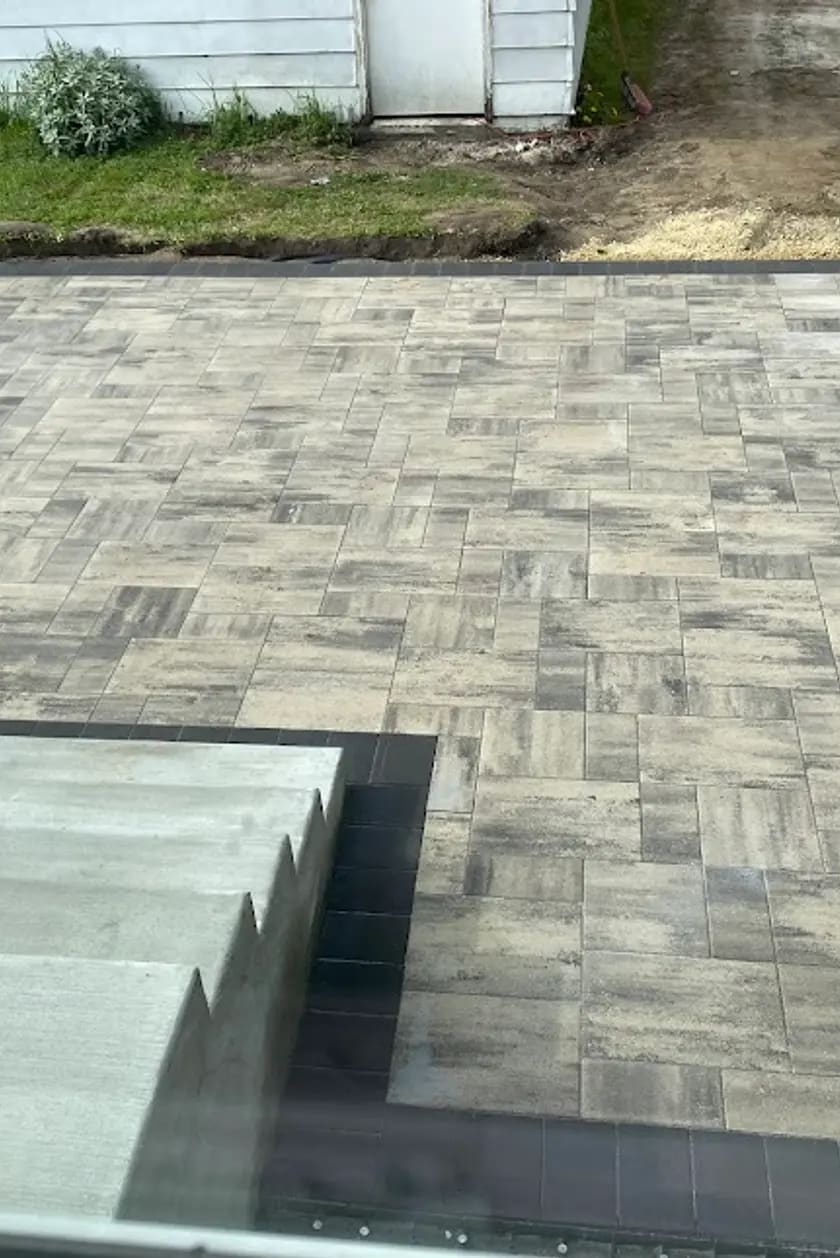 Interlocking paver patio installation in Edmonton