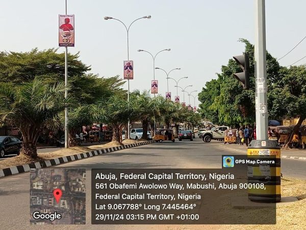 Lamppoles Okonjo Iweala way by Utako market junction, Abuja
