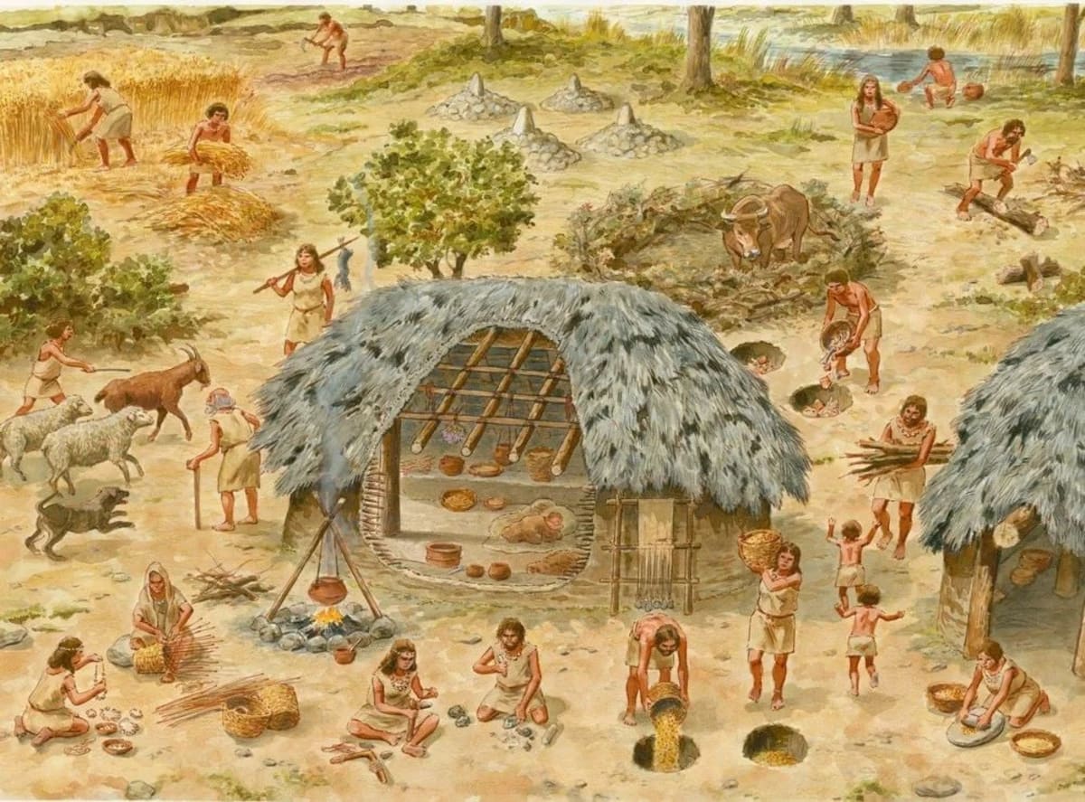 Pintura rupestre que muestra una imagen de como era el periodo del neolitico
