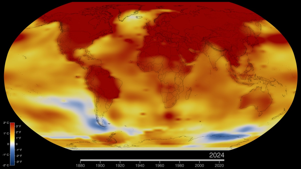 Mapa global de anomalías de temperatura en 2024 respecto al promedio 1951-1980.