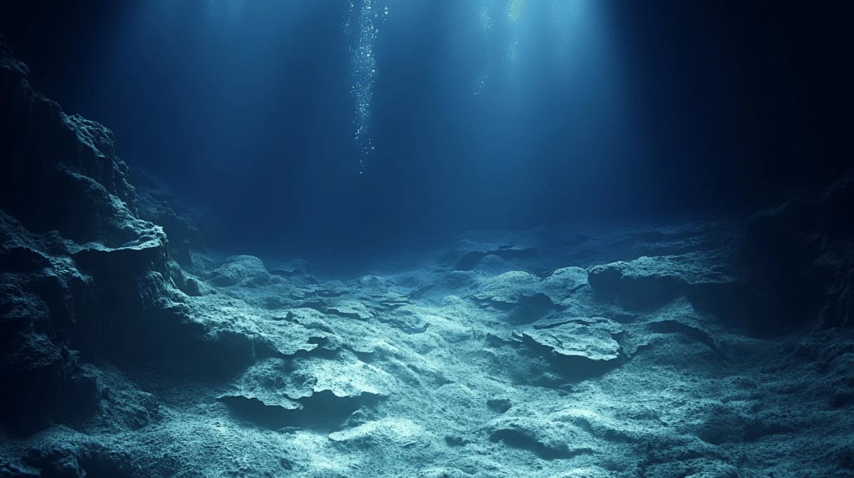 Representación artística de mundos hundidos bajo el océano Pacífico.